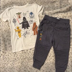Little Sleepies Star Wars White T-Shirt and joggers with Characters 12-18M Set